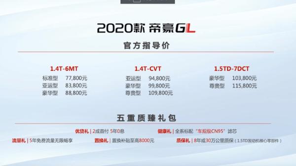 2020款吉利<A href=http://m.5ibaobao.com/auto/Jieli/dihaoGL.html TARGET=_blank><font color=#cccccc>帝豪GL</font></a>正式上市 售7.78-11.58萬元